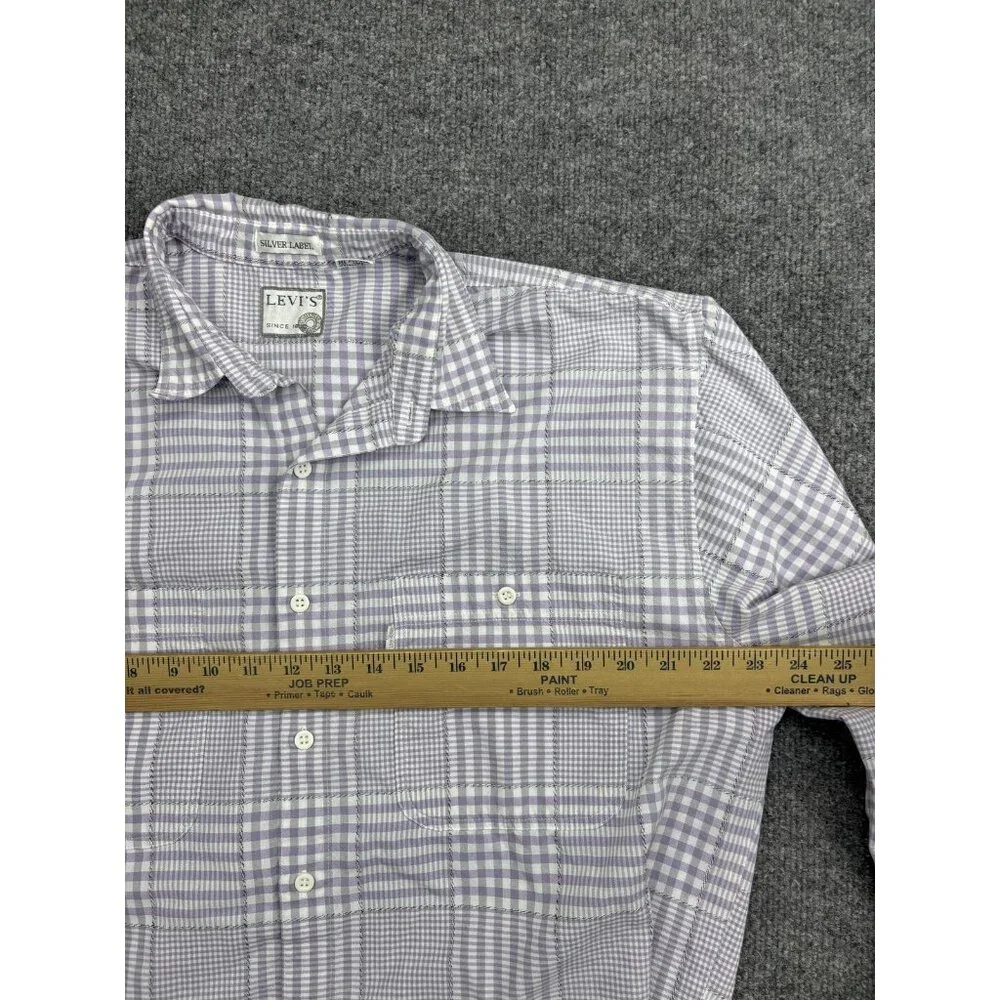 Levi's Silver Label‎ Shirt Mens Large Purple Check Long Sleeve Button Front